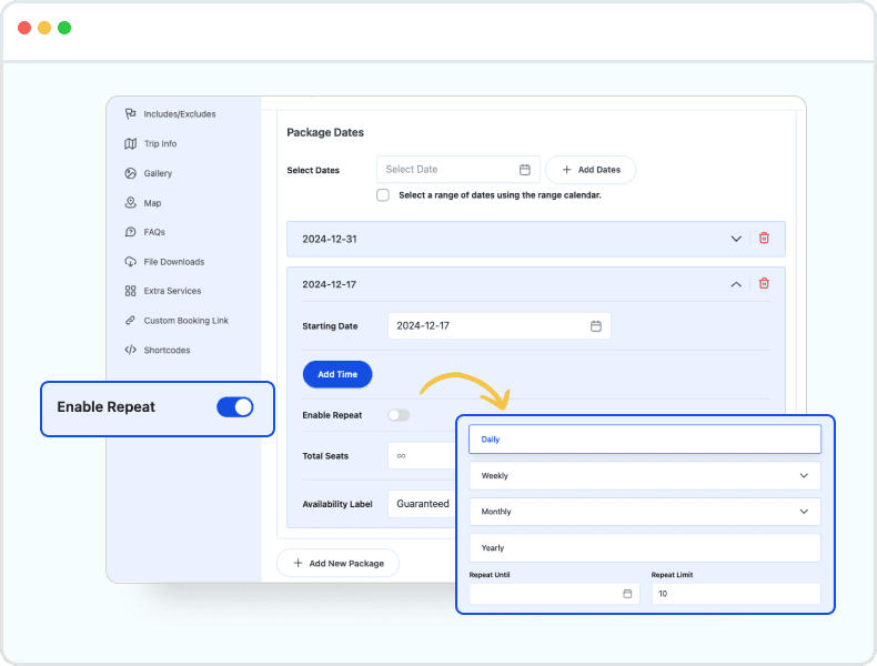 Trip Fixed Starting Dates