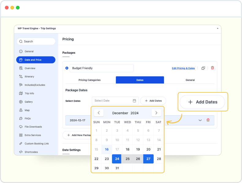 Trip Fixed Starting Dates