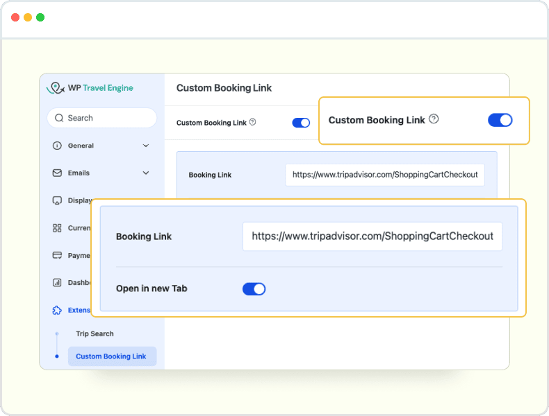 custom booking link add-on