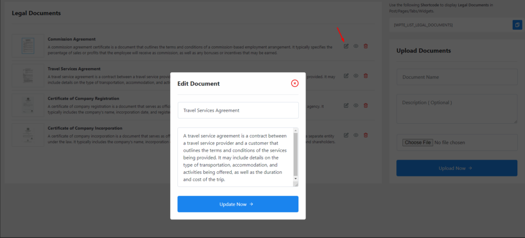 how to use WP Travel Engine Legal Documents addon