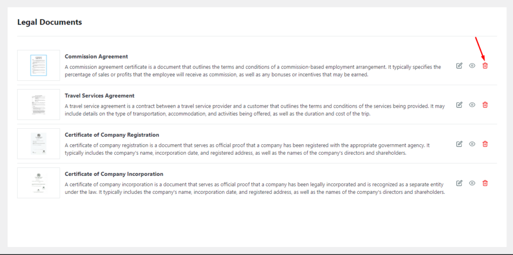 Legal Documents addon