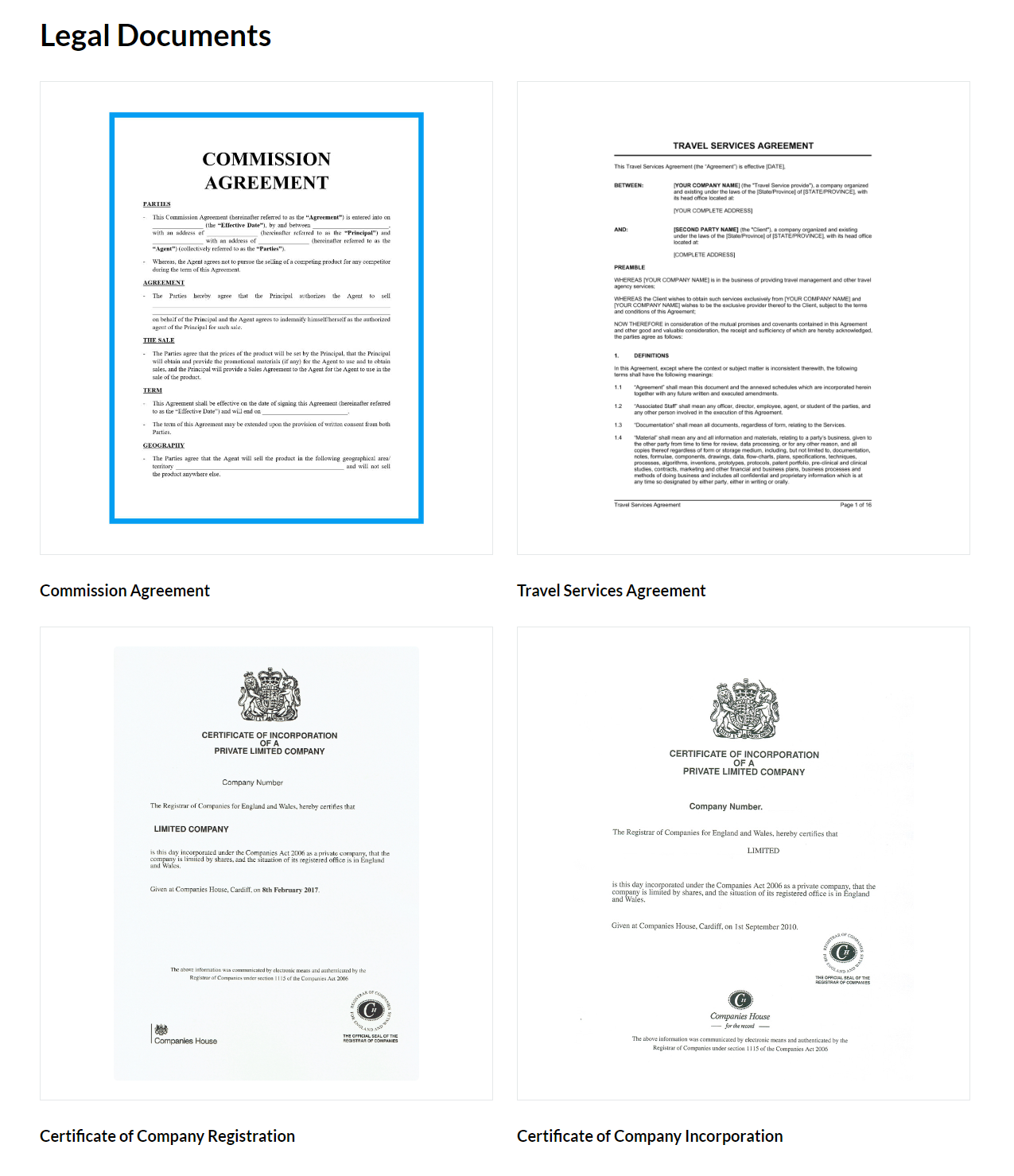 Display legal documents WordPress