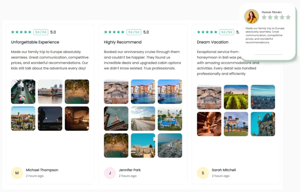 Ratings visitors trust at a glance.